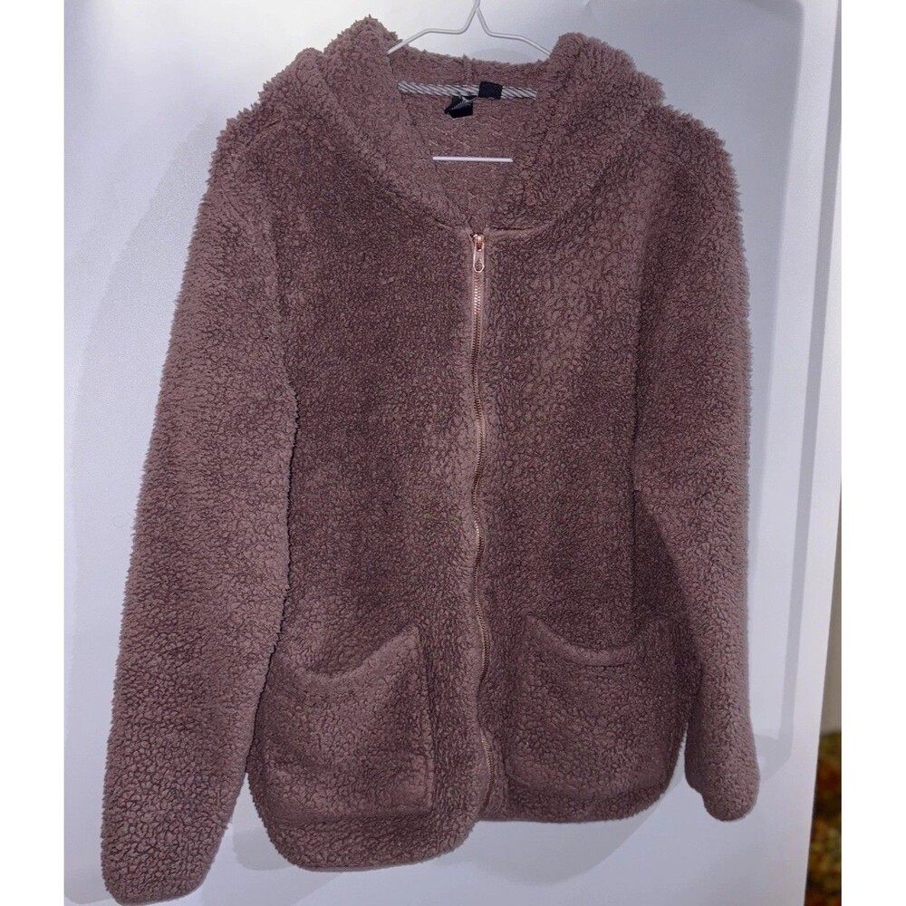 Volcom Women’s Brown Solid Fleece Hoodie Full Zip Hooded Pockets Outdoor M